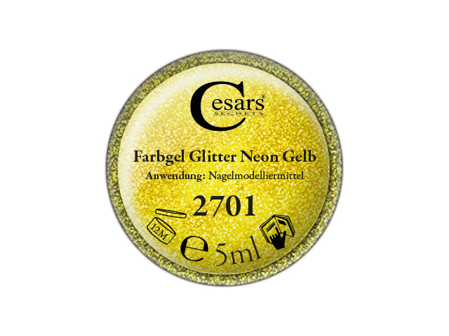 Cesars Colorgel Glitter Neon Yellow 5ml